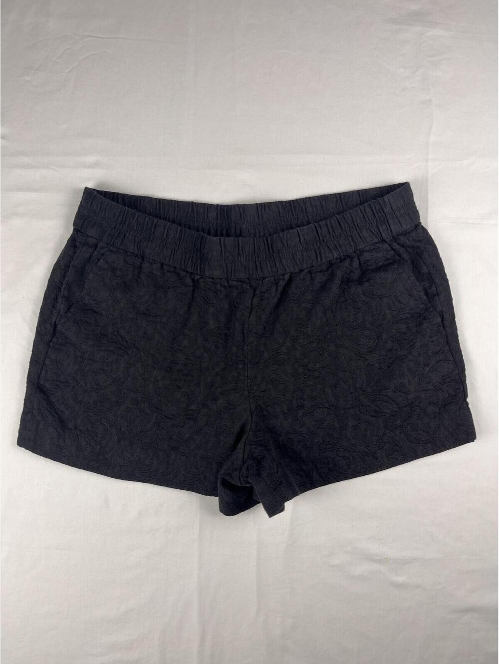 J.Crew Black Textured Floral Jacquard Pull-On Shorts Women’s Size 8 Elastic